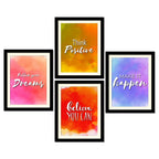 Think Positive Quotes Premium Wall Frame Set of Four