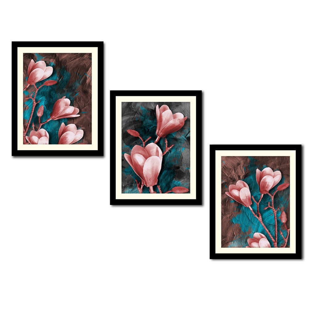 Tulips Flower Decorative Wall Frames Set of Three