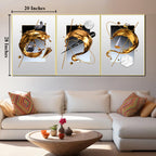 Contemporary Baroque Framed Canvas Print For Wall Decoration at Home - Set of 3