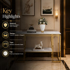 Modern Geometric Tiered Runway Gold SS Luxury Console Table
