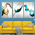 Colourful Vino splash Golden Framed Canvas Wall Paintings for Home