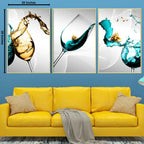 Colourful Vino splash Golden Framed Canvas Wall Paintings for Home