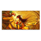 Abstract Art of Lord Radha Krishna Flute Canvas Wall Painting