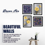 Abstract Blooming Flowers Wall Frame Set of Four