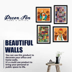 African Women Dancing 4 Pieces Premium Wall Frame Painting
