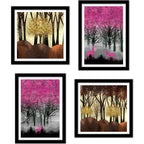 Beautiful Dark Forest Deer Wall Frame Set of Four