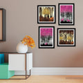 Beautiful Dark Forest Deer Wall Frame Set of Four