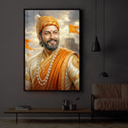 King Of Maratha Chhatrapati Shivaji Maharaj Modern Luxury Backlight Vertical Wall Art