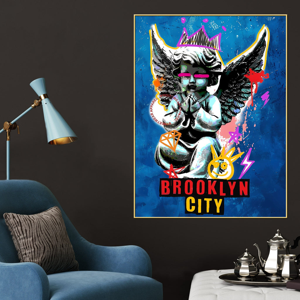 Brooklyn Guardian Angel Pop Art Cotton Canvas Wall Painting