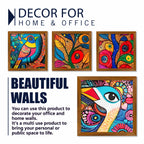 Colorful Bird and Pattern Wall Frame Set of Four