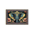 Colorful Elephant Forest Floral Border Canvas Wall Painting