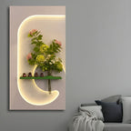 Contemporary LED Wall Art with Floral Showcase