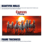 Beautiful View of 7 Running Horses at Sunset Premium Canvas Wall Painting