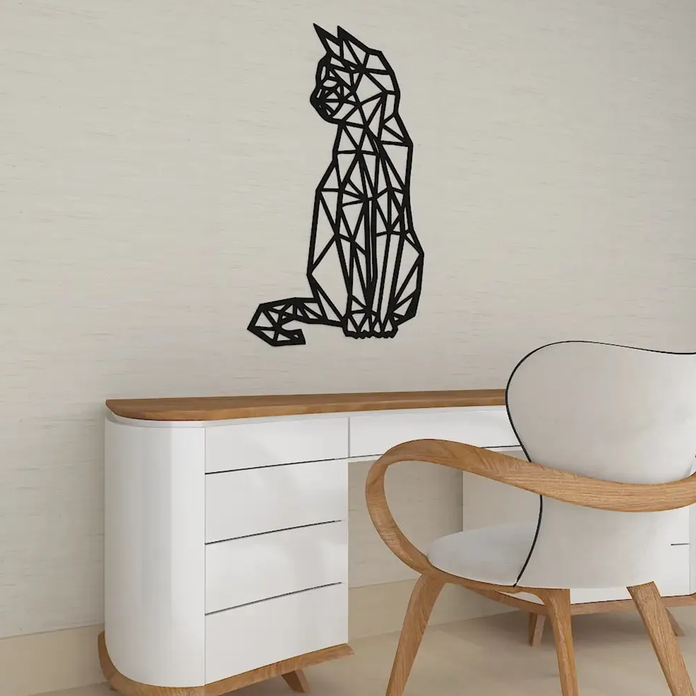 Beautiful Design Geometric Cat Metal Art Wall Decor