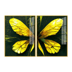 Beautiful Design of Golden Wings Art Acrylic Floating Wall Painting Set Of 2