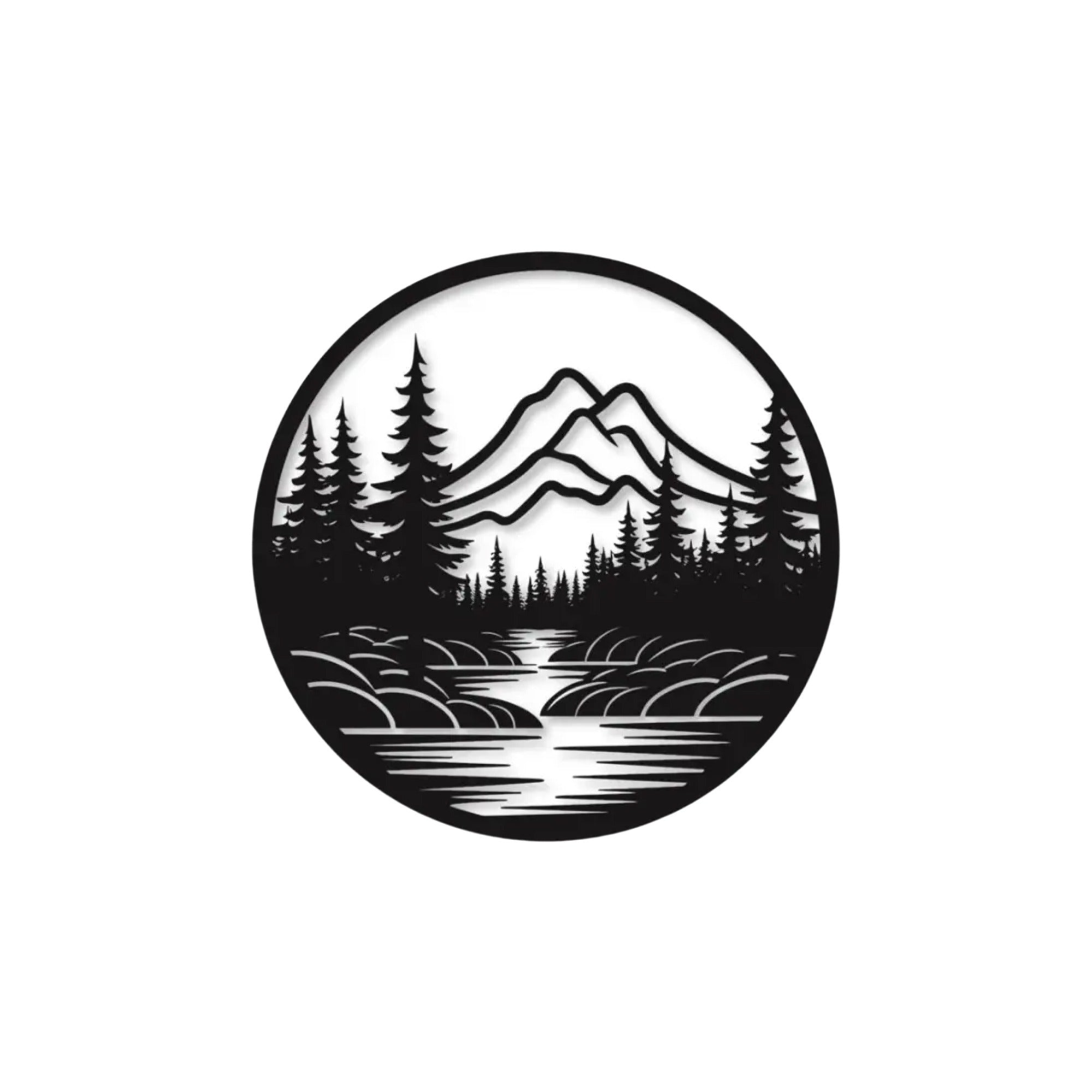 Beautiful River Mountain Scenery Metal Artwork Wall Decor