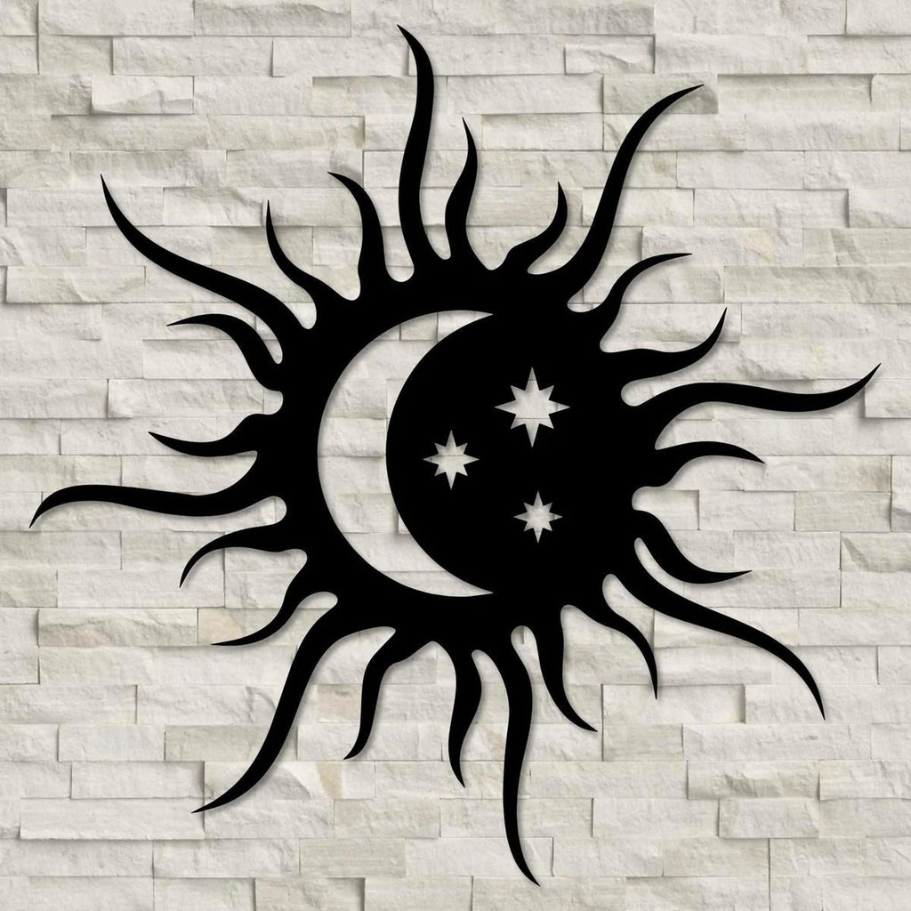 Beautiful Sun Moon and Stars Metal Art Wall Decor