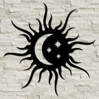 Beautiful Sun Moon and Stars Metal Art Wall Decor