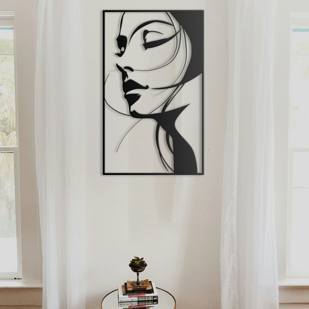 Beautiful Women Face Metal Art Frame Wall Decor