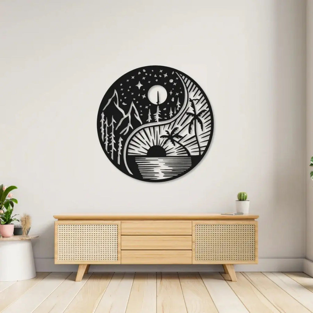 Day and Night Scenery Shades Metal Art Wall Decor