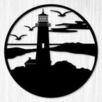 Flying Birds Lighthouse Scenery Metal Wall Art Decor