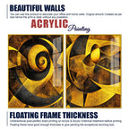 Geometric Abstract Golden Pattern Acrylic Floating Wall Painting Set of 2