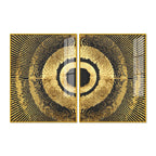 Golden 3D Pattern Acrylic Floating Wall Painting Set of 2