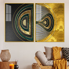 Luxurious Circular Pattern Acrylic Floating Wall Painting Set of 2
