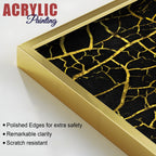 Luxury Black and Gold Marble Texture Acrylic Floating Wall Painting Set Of 2