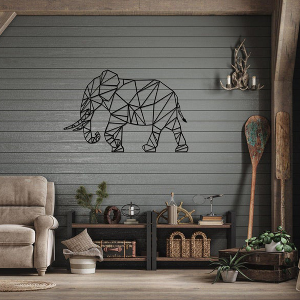Minimalist Abstract Elephant Design Metal Art Decor