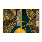 Modern Art of Golden Crystal Textured Acrylic Art Floating Wall Painting Set of 2