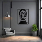 Modern Art Women Face Frame Metal Wall Art Decor