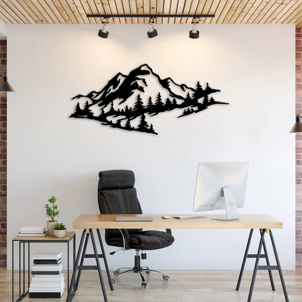 Mountain Range Trees View Metal Art Wall Decor