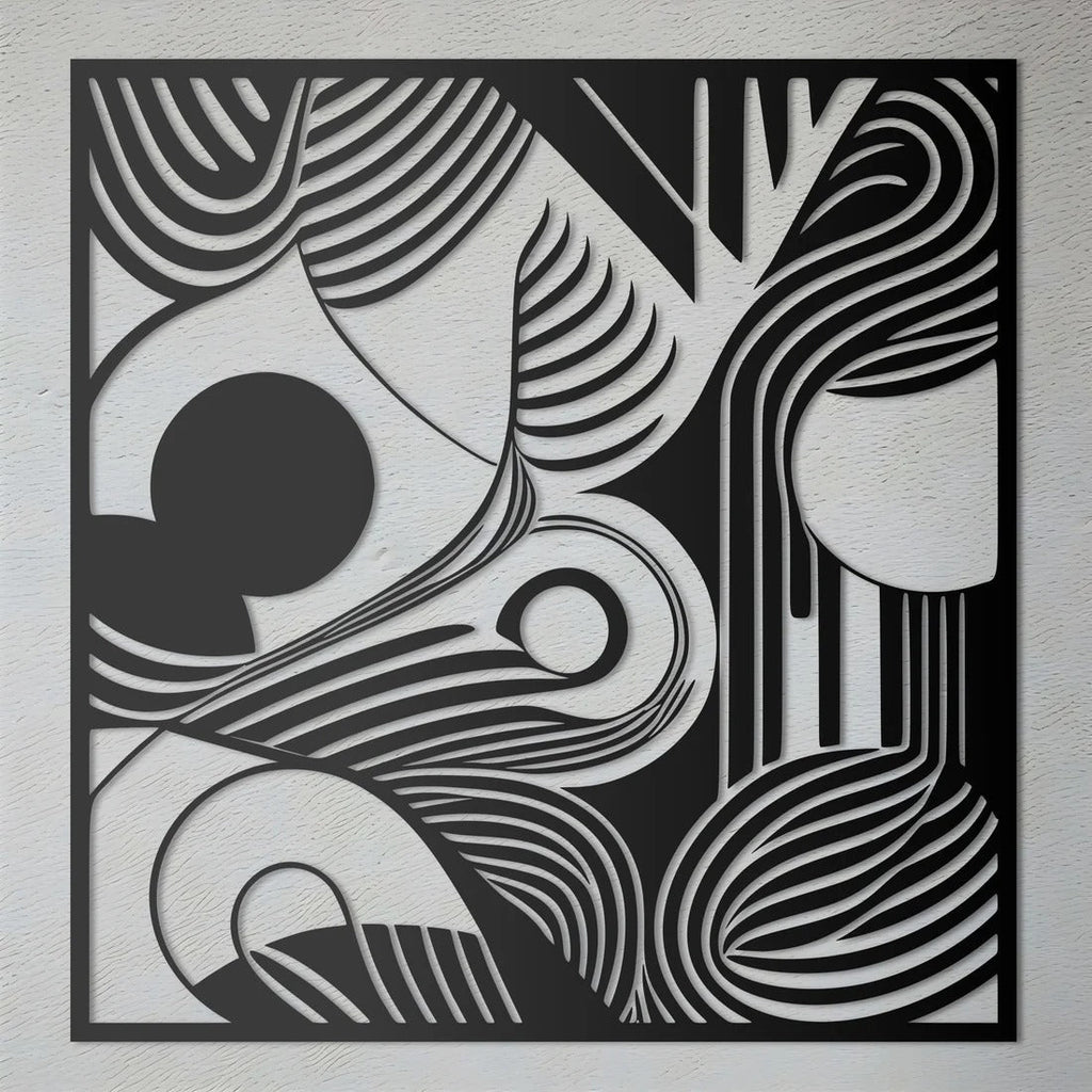 Square Organic Flow Waves Design Metal Art Wall Decor