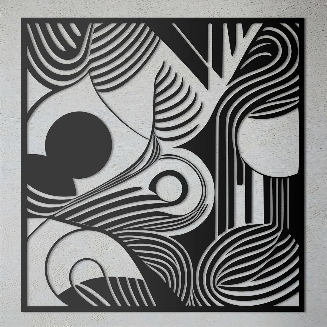 Square Organic Flow Waves Design Metal Art Wall Decor