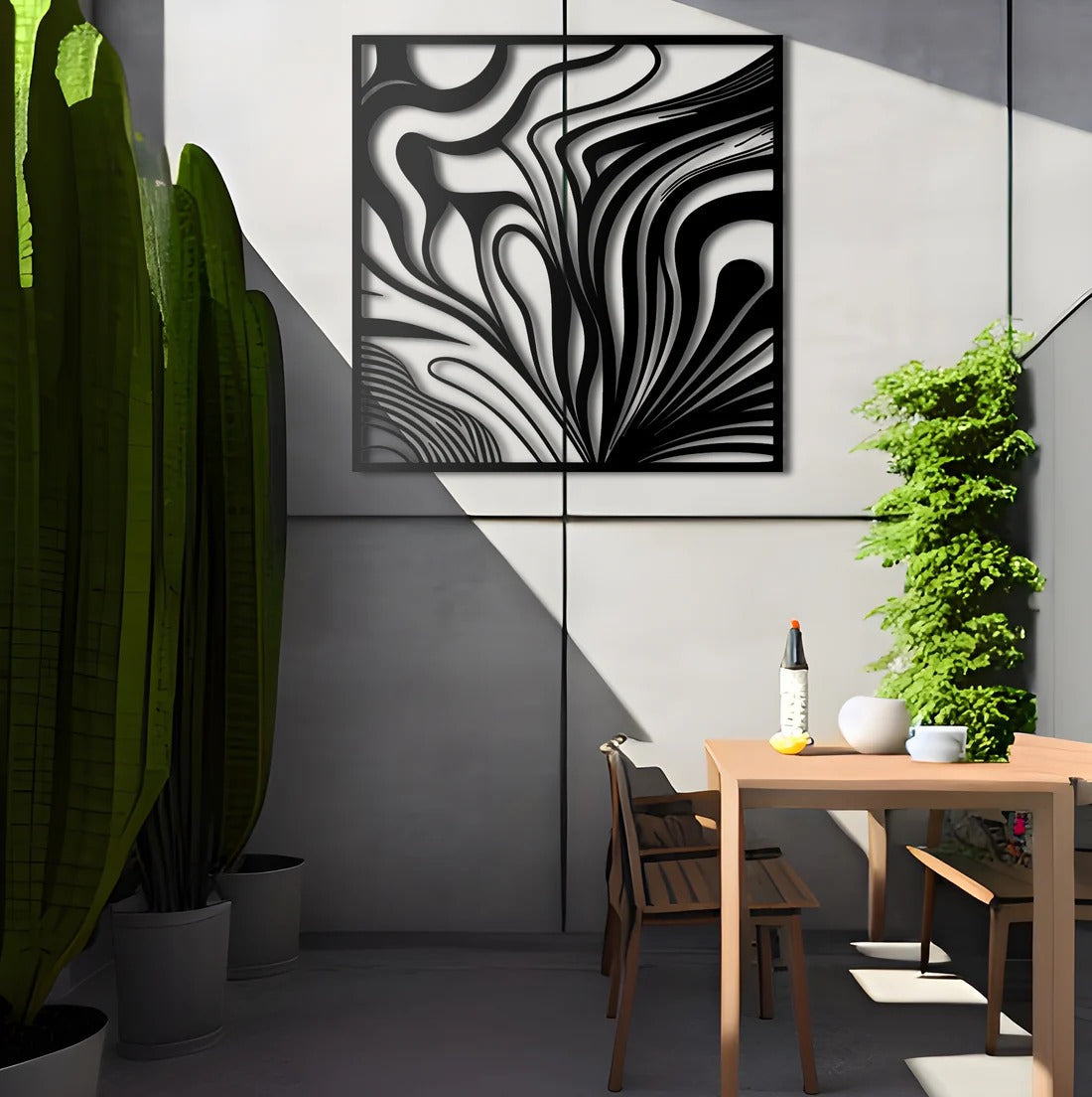 Tiger Stripes Abstract Square Metal Art Wall Decor