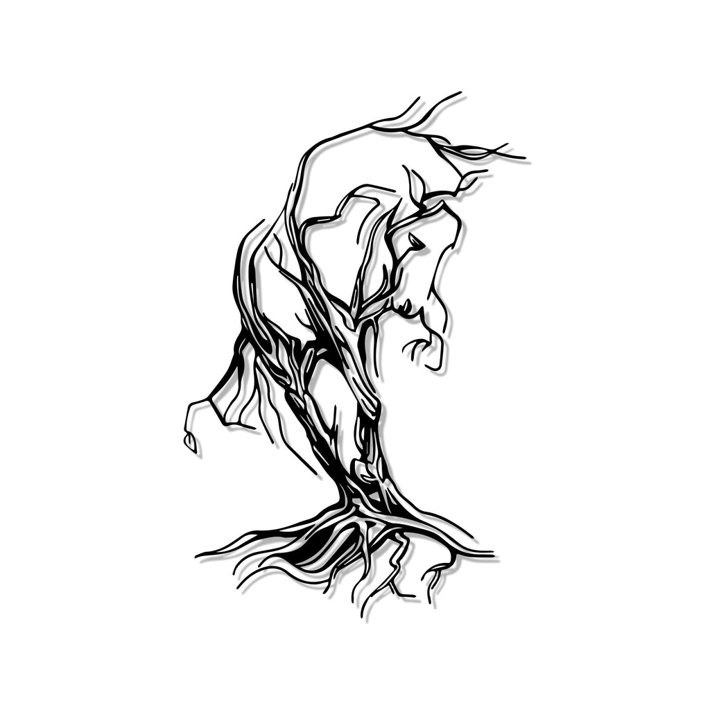 Tree Roots Design Horse Metal Art Wall Decor