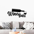 Wine Bottle with Glass Bar Sign Metal Art Wall Decor