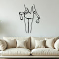 Women with Wine Line Art Metal Wall Art Decor