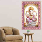 Ekadanta Ganesha Floral Border Vertical Wall Painting
