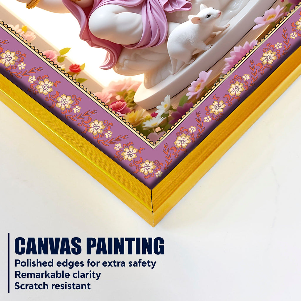 Ekadanta Ganesha Floral Border Vertical Wall Painting