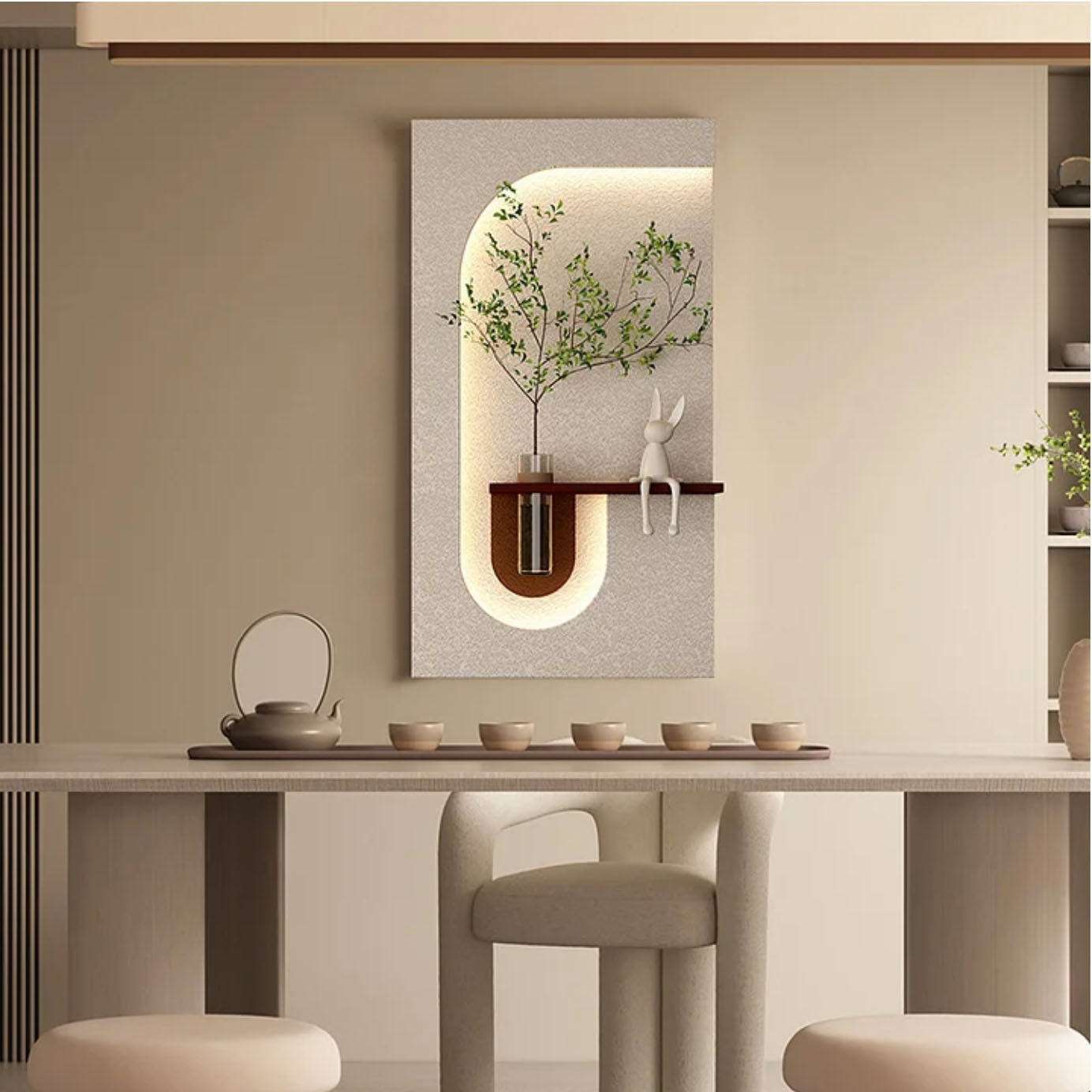Elegant Decorative LED Light Wall Panel with Planter for Home & Office Spaces