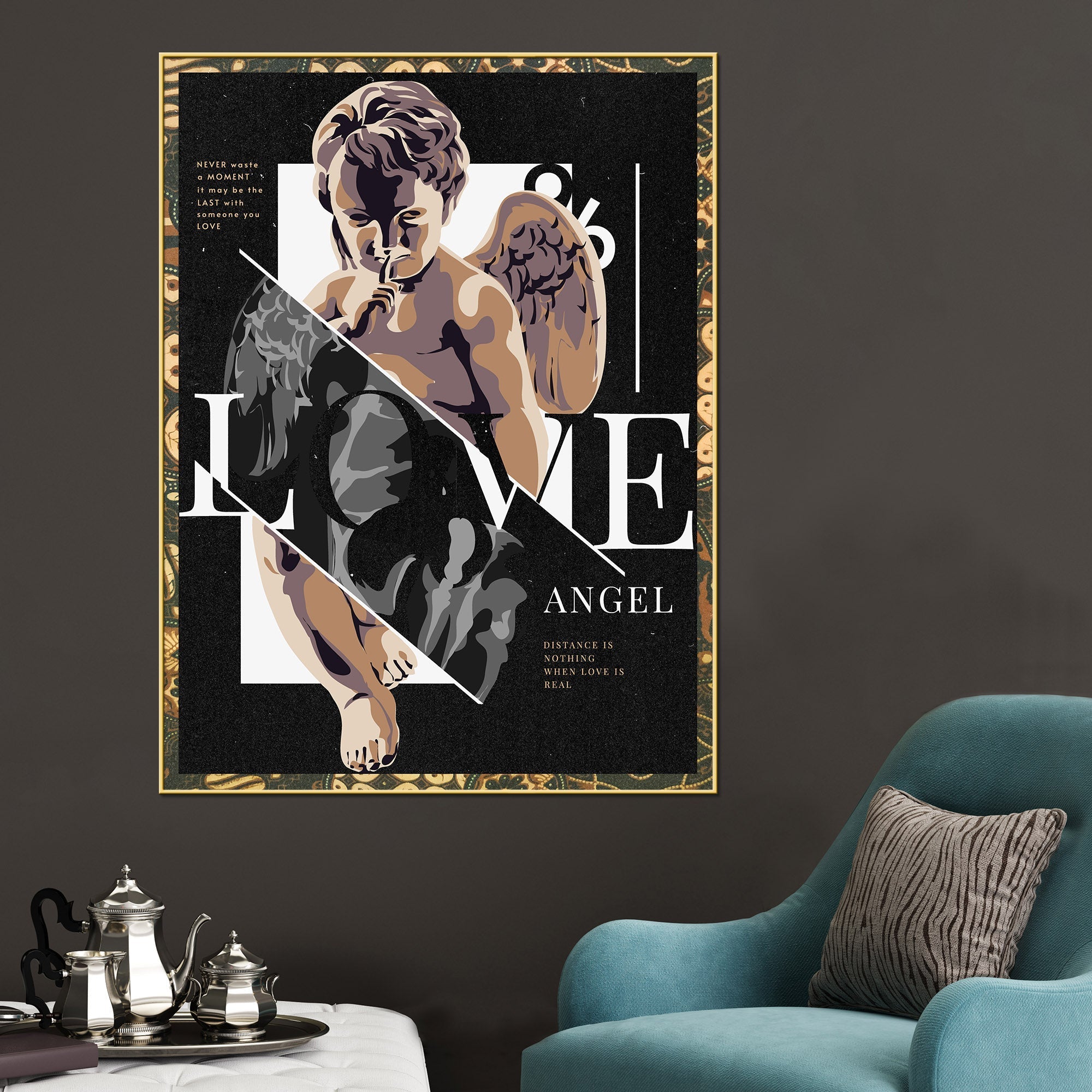 Guardian of Love Classic Cherub Design Cotton Canvas Wall Painting