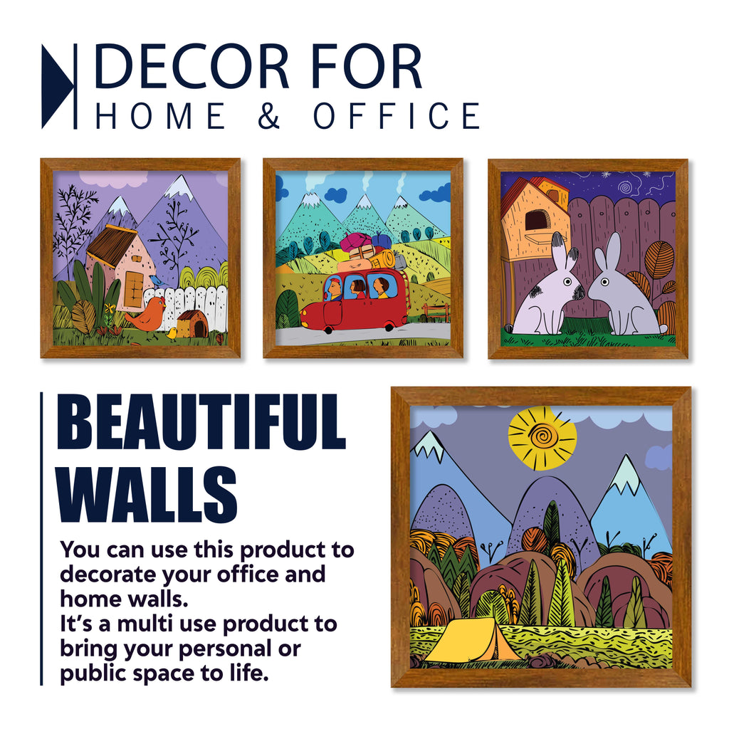 Hand Drawing Wall Frame Set of Four