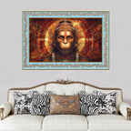 Hanuman Symbol of Strength Floral Border Canvas Wall Painting