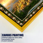 Hanuman with Sanjivani Hill Floral Border Vertical Wall Painting
