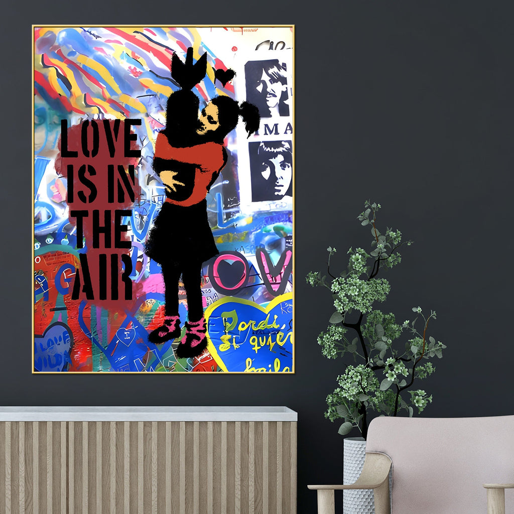 Hearts in the City Graffiti Love Cotton Canvas Wall Painting