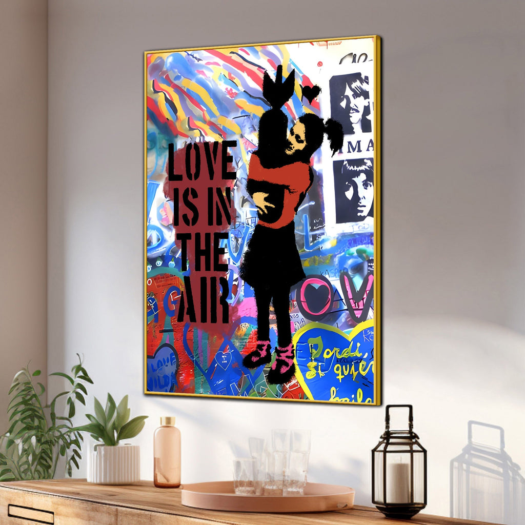 Hearts in the City Graffiti Love Cotton Canvas Wall Painting