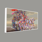 Krishna and Arjuna at Battlefield of Mahabharata Premium Wall Painting