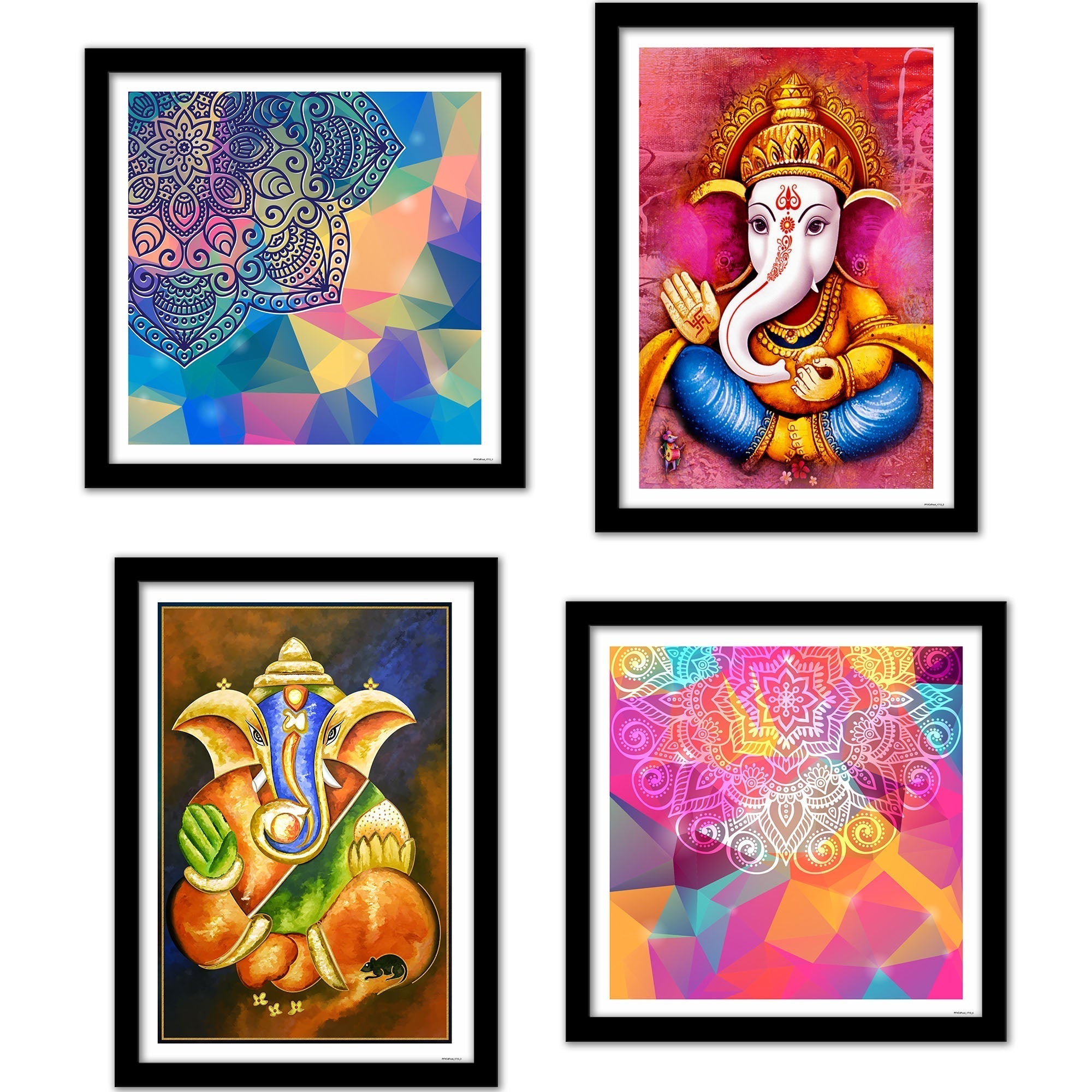 Lord Ganesha Decorative Premium Wall Frame Set of Four